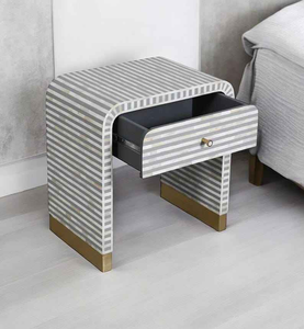 Mesa de Centro Artesanal con Incrustaciones de Hueso, Estilo Art Deco, Exclusiva de la India, en Oferta - Product Image 3