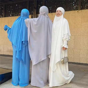 Ensemble Djellaba ample et décontractée pour l'Aïd avec Hijab intégré, Robe de prière, Vêtement musulman pour femme, Abaya, Khimar, Burqa modeste, Vêtements islamiques - Product Image 3