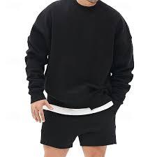 Sweat-shirt sportif à col rond pour homme, couleur unie, de haute qualité, en tissu French Terry, manches longues, coupe décontractée - Product Image 3