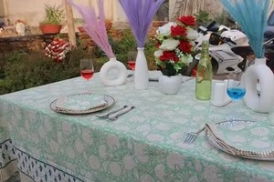 Sage Green Floral <b>Tablecloth</b> Block Printed <b>Tablecloth</b> Cotton TableCover Boho Home Decor Farmhouse <b>Tablecloth</b> Dinning Table Decor - Product Image 5