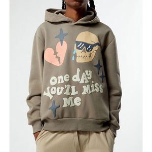 Sweat à capuche oversize gris pour homme et femme, style streetwear, coupe classique, 100 % coton, hiver, séchage rapide, motif Skull Heart One Day You'll Miss Me - Product Image 1