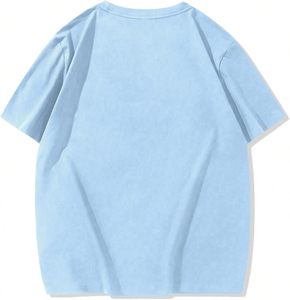 T-shirt à manches courtes surdimensionné bleu clair pour homme, style streetwear Brooklyn NYC, col rond, coupe jersey - Product Image 3