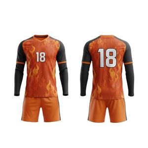 Uniforme de Fútbol Personalizado por Sublimación, Diseño Llama Naranja, Fabricante OEM Sialkot, Servicio Rápido y Personalizado al por Mayor, Conjunto de Fútbol Transpirable para Hombre y Jóvenes - Product Image 2