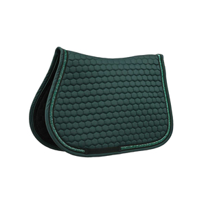 Tapis de selle de dressage en coton avec doublure polaire, matelassé hexagonal, beige avec bordure dorée, équipement d'équitation - Product Image 3
