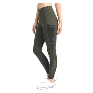 Leggings de yoga taille haute sans couture respirants avec poches, longueur intégrale, couleur unie, extensibles dans les quatre sens (Spandex/Nylon), 220g - Product Image 2