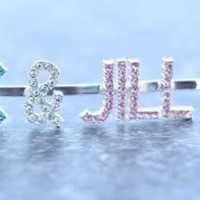 Barrette à cheveux en tissu ornée de strass Jack and Jill, lettre en cristal, accessoire de mode scintillant pour mariage, cadeau unisexe