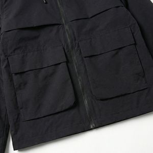Black Hooded Utility <b>Jacket</b> Lightweight Technical Field <b>Jacket</b> with Multiple Flap Pockets & <b>Packable</b> Mesh|OEM/ODM Private Label - Product Image 4