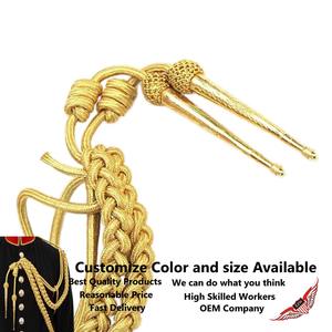 Shoulder Aiguillette Mylar Gold wire <b>cord</b> Two Brass gold plated tips - Product Image 3