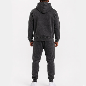 Custom LOGO Streetwear Jogging <b>Set</b> Zip up Acid Wash Tracksuit SweatSuit Hoodie and Straight Leg <b>Sweatpants</b> <b>Set</b> Men Hoodie - Product Image 5