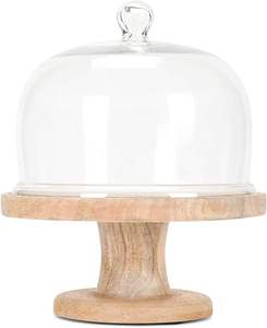 Elegante soporte de madera para pasteles con tapa de vidrio para exhibir pan fresco y decorar la encimera de la cocina. - Product Image 2