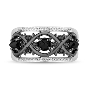 Bague de luxe en argent sterling 925 plaqué or avec sertissage clos, perle d'eau douce et diamants noirs transparents taille brillant – Collection Imperial Jewels - Product Image 3