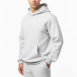 Conjunto Deportivo para Hombre de Alta Demanda: Sudadera con Capucha Gris Jaspeado con Cremallera y Pantalones Jogger de Pierna Recta, de Algodón Transpirable - Product Image 3