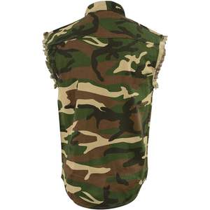 Gilet en jean léger camouflage pour homme en cuir DM4010 2025 avec un look vintage et effiloché sans manches - Taille S - Product Image 5