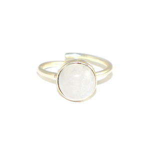 Moonstone Gemstone <b>Ring</b> 925 Silver Plated Bezel Setting Round Stone Classic Style Women Girls Daily Wear June Birthstone Jewelry - Product Image 1