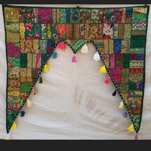 Tapiz Bordado a Mano Estilo Indio Vintage para Puerta, Decoración Tradicional Bandhanwar para el Hogar, Gran Adorno para Puerta (Azul) - Product Image 4