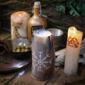Mug en corne de buffle naturelle de haute qualité, fait main, écologique, compatible lave-vaisselle, pour bière, vin, hydromel/ale, mariage, design moderne et luxueux - Product Image 3