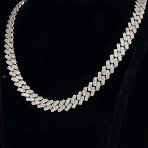 Collier en argent sterling 925 plaqué or rose, avec maillons cubains glacés de 20 mm, serti de moissanite taille brillant, qualité supérieure, personnalisable - Product Image 3