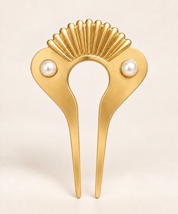 Pasador de Pelo Elegante con Perlas y Diseño de Abanico, Color Marfil, para Novias, Joyería para el Cabello con Diseño de Abanico Opulento - Product Image 1