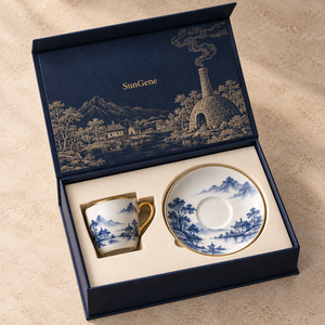 Caja Rígida Personalizada Estilo Libro para Taza y Platillo de Porcelana para Espresso - Product Image 2