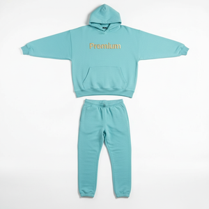 Ensemble de survêtement en coton 380 GSM avec logo personnalisé OEM ODM, fabricant de sweats à capuche et de pantalons de survêtement - Product Image 1