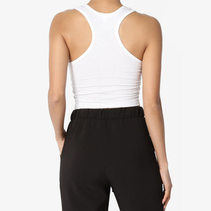 Camiseta sin mangas básica tipo racerback, cuello redondo, lisa, para mujer, de poliéster/algodón, para correr, precio económico, OEM - Product Image 3
