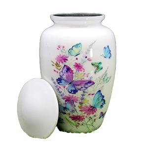 โกศสีขาวทรงกระบอก ขนาดมาตรฐาน สำหรับใส่เถ้ากระดูก รูปทรงผีเสื้อ สำหรับผู้ใหญ่เพศหญิง ขนาดสั่งทำพิเศษ - Product Image 1