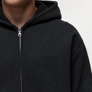 Sweat-shirt à capuche zippé surdimensionné pour homme, couleur unie, en polaire, décontracté, manches régulières, pour l'automne - Product Image 5
