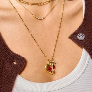 Regalo Romántico, Collar con Colgante de Corazón de Circonio en Acero Inoxidable Chapado en Oro de 18K, Joyería de San Valentín - Product Image 2
