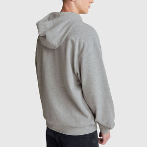 เสื้อฮู้ดซิปผู้ชายสีเทา ทรงโอเวอร์ไซส์ สีพื้น ผ้าฝ้ายถัก สวมใส่สบายๆ สำหรับฤดูใบไม้ร่วง - Product Image 2