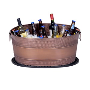 Bac à glace rustique en bronze antique pour boissons de fête, grand seau à glace ovale plaqué cuivre pour vin et bière - Product Image 5