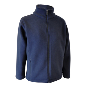 Unisex <b>Navy</b> Blue <b>Fleece</b> Zip-Up Jacket Regular Fit Stand Collar Windproof Casual Winter Wear - Product Image 1