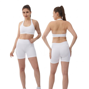Conjunto Deportivo de 2 Piezas para Yoga y Fitness para Mujer, Shorts de Cintura Alta con Bloques de Color y Bolsillo Lateral, Transpirable y Ecológico, en Spandex/Nylon - Product Image 1