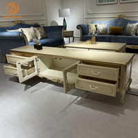 Meuble classique de salon royal en bois massif d'hôtel meuble TV français haut de gamme de luxe antique européen personnalisable