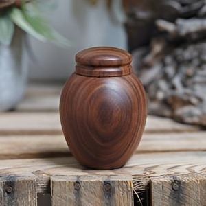 Wooden Cremation Urn Round Memorial <b>Keepsake</b> Casket Adult <b>Ashes</b> Container with Lid - Product Image 2