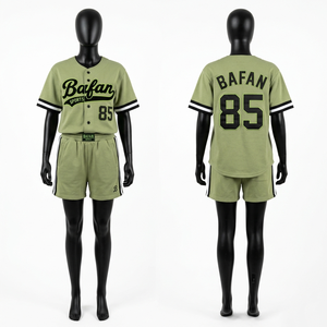 Conjunto de Camiseta sin Mangas y Pantalones Cortos de Algodón y Poliéster Suave de Alta Calidad, 180 GSM, Diseño con Paneles Color Oliva para Mujer - Product Image 5