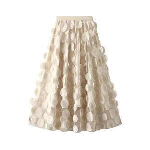 Falda midi texturizada para mujer, de cintura alta elástica, elegante, con gran vuelo, para fiesta, falda llamativa - Product Image 6