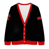 Cardigan en tricot d'hiver décontracté respirant en mélange laine/acrylique à col en V personnalisé, pull de haute qualité pour sororité/fraternité, collège, école