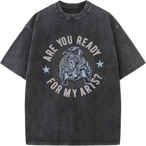 Camiseta Personalizada de Corte Regular con Lavado Ácido Frontal, Algodón Grueso, Estilo Vintage Urbano para Hombre, Ecológica, Transpirable e Informal - Product Image 2