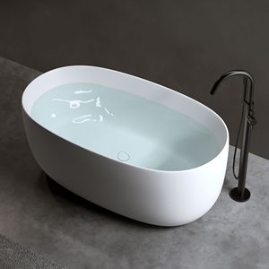 Baignoire en pierre de résine à surface solide indépendante de conception moderne de 47 ''tuyaux de débordement de drainage Pop-up pour les petits ménages - Product Image 4