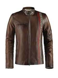 Men’s Cordell Brown Rider Leather <b>Jacket</b> Classic Motorcycle <b>Biker</b> <b>Jacket</b> - Product Image 1