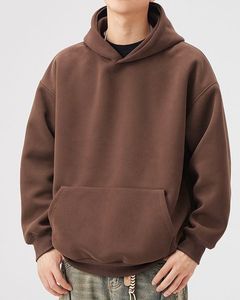 Sweats à capuche surdimensionnés personnalisables avec logo, pull-overs unis, grandes tailles, vêtements décontractés en coton pour hommes, en vente - Product Image 4