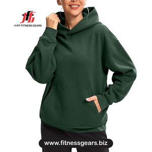 เสื้อสเวตเตอร์มีฮู้ดสำหรับผู้หญิงผ้าฝ้ายถักแขนยาวแบบลำลองระบายอากาศได้ดีมีกระเป๋าสีทึบ - Product Image 1