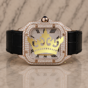 Luxury Classic Iced Moissanite Stainless Steel Square Case Quartz Movement Roman Dial 10 Bar Water Resistant Custom Hip Hop - Product Image 1