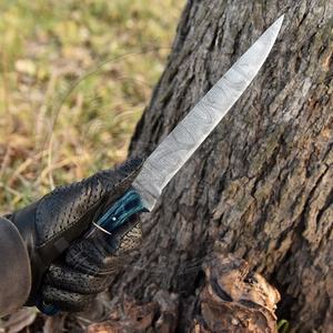 มีดหั่นเนื้อเหล็กดามัสกัสทำด้วยมือเครื่องมือตกปลามีดหั่นเนื้อพร้อมปลอกหนังตามสั่ง - Product Image 3