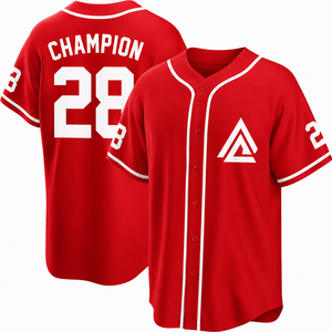 Maillot de baseball personnalisé avec nom du joueur, 100% polyester, court, séchage rapide, respirant, uniforme d'équipe, chemise de sport à boutons sur le devant - Product Image 4