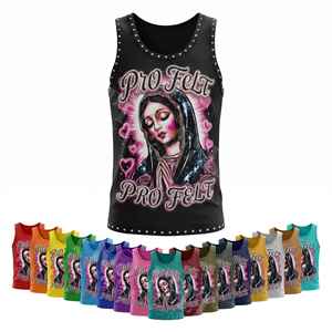 เสื้อกล้ามทรงใหม่ล่าสุด แต่งขอบเอวแบบริบ ลายกราฟิกพิมพ์เอง สไตล์สตรีทแวร์ พังก์ ดีไซน์ลำลองสำหรับฤดูร้อน รับผลิตแบบ OEM ODM - Product Image 1