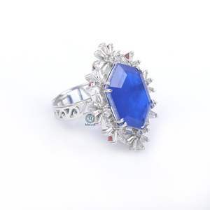 Tiza Sapphire Blue Resizable Casual Gemstone Band Ring - Product Image 3