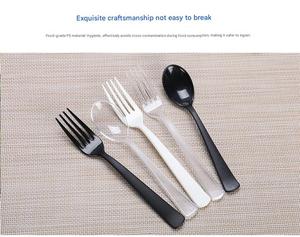 Ensemble de couverts en plastique biodégradable blanc personnalisé, jetables, emballés individuellement, couteau, fourchette, cuillère, sachets pour le camping - Product Image 6