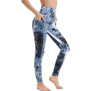 High Waist Solid Yoga <b>Leggings</b> <b>Pockets</b> Full Length Spandex Polyester Four-Way Stretch Seamless Contrast Stitch Women's - Product Image 2