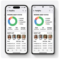 Aplicación Móvil RoyalCraft para Reservas y Organización de Eventos, Lista de Invitados, Invitaciones, Presupuesto, Ideas para Fiestas, Versión Empresarial, Stock MAC